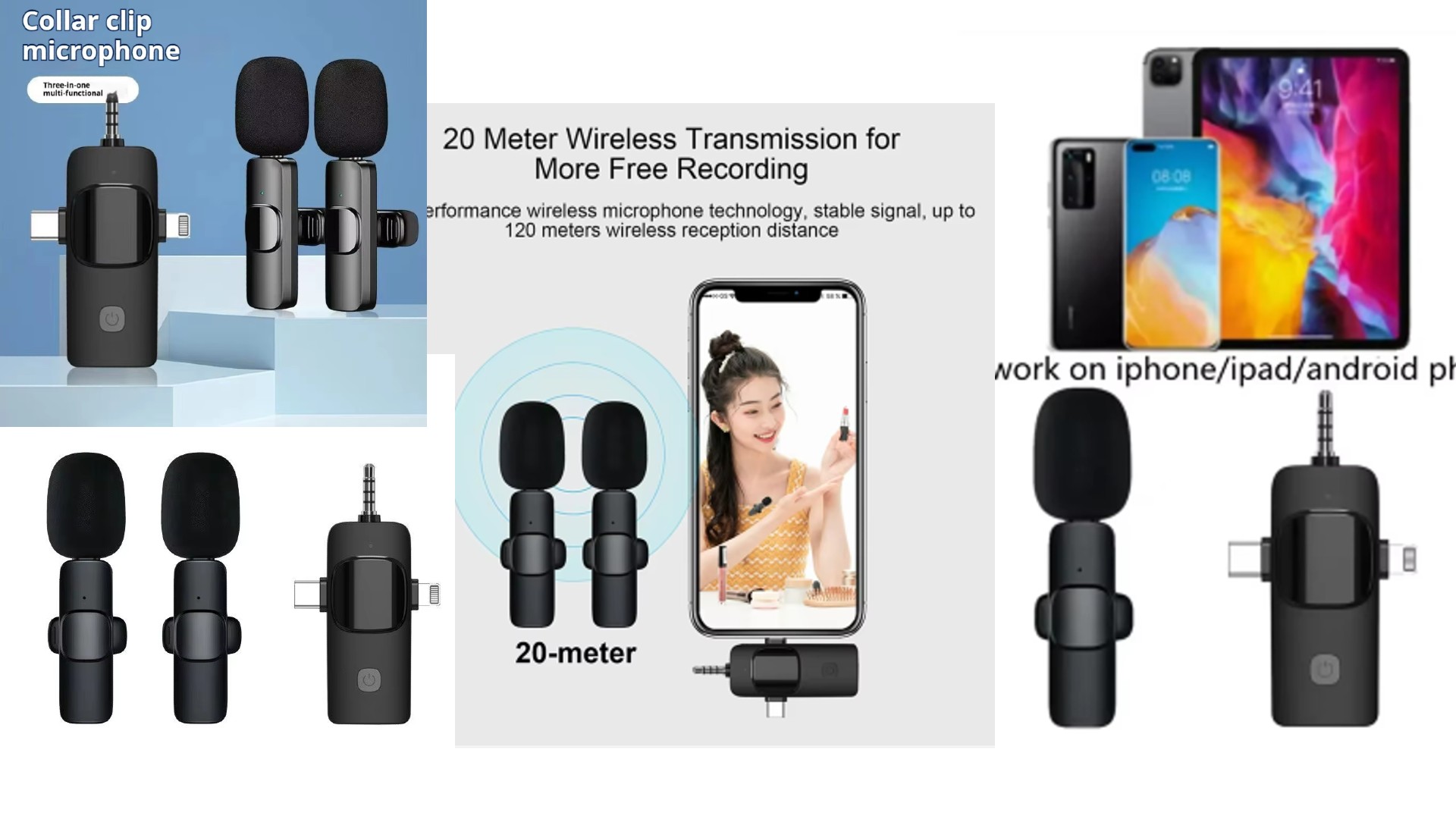 Dual Wireless Lavalier Microphones for iPhone/Android - AngkorTech