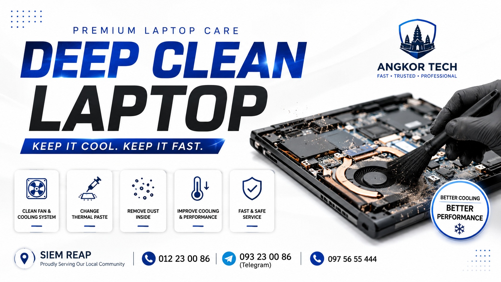 Angkor Tech Computer Deep Clean Laptop Service in Siem Reap - AngkorTech