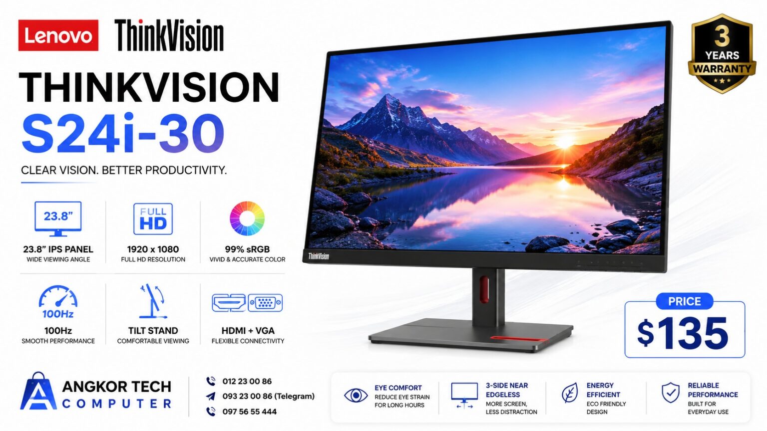 Angkor Tech Computer Lenovo ThinkVision S24i-30 - AngkorTech