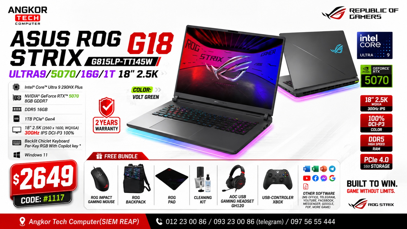 Angkor Tech Computer ASUS ROG Strix G18 G815LP-TT145W - AngkorTech