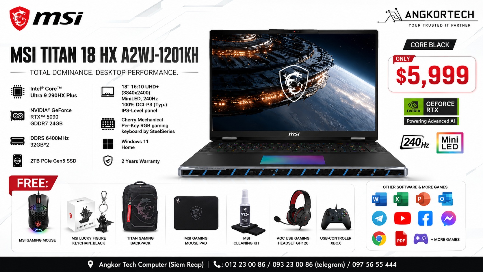 Angkor Tech Computer MSI TITAN 18 HX A2WJ-1201KH - AngkorTech