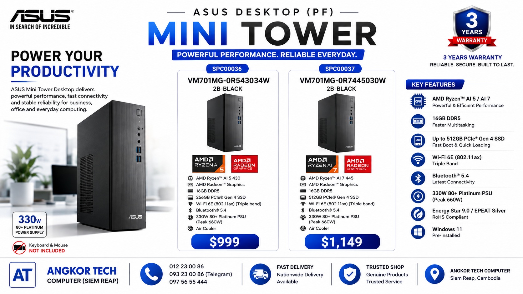 ASUS Desktop Mini Tower — Powerful & Reliable - AngkorTech