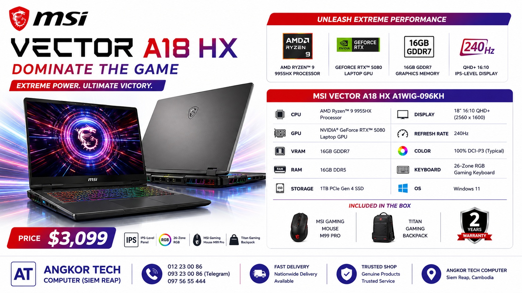 MSI Vector A18 HX — Extreme Gaming Performance - AngkorTech