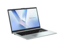 ASUS Vivobook Go 15 E1504FA in Grey Green, angled product view