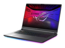 ASUS ROG Strix G18 G815 gaming laptop with open display and RGB lighting