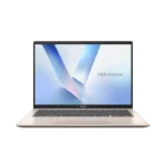 Front view of ASUS Vivobook 14 M1407 in Platinum Gold with open display