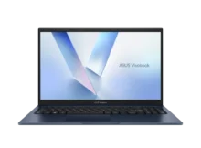 Front view of ASUS Vivobook 15 X1504 in Quiet Blue with open display